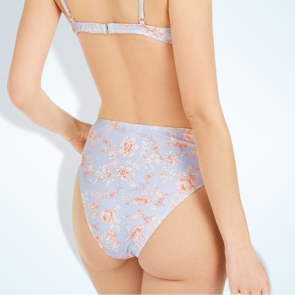 WeWoreWhat Emily High-Waist Floral Bikini Bottoms in Wallpaper Halogen Blue - Picture 4 of 7